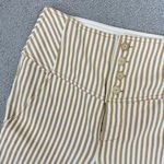 Free People  Frankie High Waist Skinny Pants Tan White Stripe Button Front 4 Photo 7