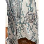 White Blue Grey Paisley Embroidered Scarf Shawl Wrap Lightweight Sheer Boho Photo 7