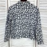 Cynthia Rowley Leopard Print Mock Neck Sweater White Silver Small Cropped Photo 7