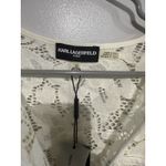 Karl Lagerfeld Paris White Lace Women's long dress coat SZ 10 open front pocket Photo 2