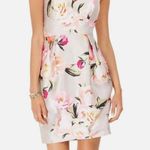 Eliza J NWT  Mikado Floral Print Cocktail Dress Spaghetti Strap Gray Pink 6 Photo 0