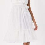 Lulus  Utmost Elegance White Swiss Dot Sleeveless Tiered‎ Midi Dress NWT Size M Photo 0