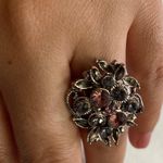 Pink and purple rhinestone flower design free size Silver Photo 1