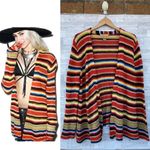 Wildfox Mohair Striped Mexican Blanket Cardigan Small Knit Colorful Small Photo 1