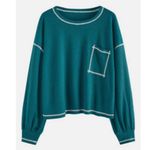 Zaful Chest Pocket Topstitching Drop Shoulder Knit Tee Deep Green NWT Size Large Photo 9