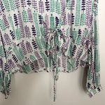 India Collection Emerson Fry Longsleeve Front Tie Ruffle Top Womens Small White Photo 10