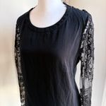 Barbara Bui Silk Lace Sheer Back XS Black Long Sleeve Blouse IT40 Elegant Goth Photo 3