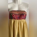 Anthropologie Yellow Strapless Embroidered Dress Photo 1