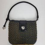 Brighton Women Bag Purse Brown Blue Woven Leather Front Crossbody Braided Strap Photo 5