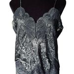 90s Black Satin Silky Lace Goth Romantic Lingerie Intimate Cropped Cami Slip Top Size M Photo 0