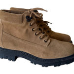 Naturalizer  Women Tan Suede Lug Moto Biker Lace-up Ankle Boots Booties 7 LKNW Photo 0