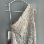 Mac Duggal  White One-Shoulder Gown with Feather Detail, size 8 NWT Photo 8