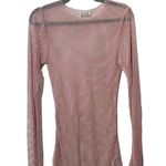 Free People NEW  Women's Pink Filter Finish Long Sleeve Metallic Mesh Size Small Photo 2