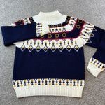 Vintage JC Penney Acrylic Fair Isle Mock Neck Sweater Womens Size M 80's Retro Blue Size M Photo 0