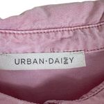 Urban Daizy  Pink Tencel Raw Hem Cap Sleeve Collared Button Up Shirt Dress Size L Photo 3