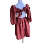 Anthropologie NWT Forever That Girl  Scalloped Mini Dress Rusty Brown size Medium Photo 6