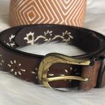 genuine leather embroidered stitched y2k belt Brown Size M Photo 0