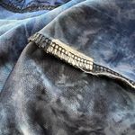 Top dark blue beaded Slit sleeveses stretchy whimsical artsy Black Size M Photo 3