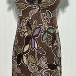 Boden Dress Floral Print Slip On Sheath Style V Neck Mini Length Brown Purple 6‎ Brown Photo 0