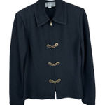 St. John Collection  Jacket Womens 4 Black Knit Full Zip Up Chain Link Button Photo 0