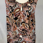 Kasper  multicolored paisley print pleated keyhole top size petite medium Photo 0