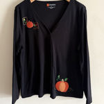 Hampshire Studio Black Button Up Fall Pumpkin Cardigan Ugly Sweater XL Grandma Photo 0