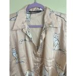 ZARA cat print silky ‘fashion pajama’ blogger favorite blouse top, size small Photo 5