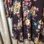 Xhilaration Xhiliration Wine Floral Print Long Sleeve Scoop Neck Ruffle Front Dress Medium Photo 7