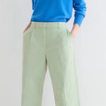 J.Crew Wide Leg Pleated Capeside Chino Pants | Light Sage Green | 4 Photo 0