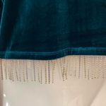 Joie  Teal velvet mock neck long sleeve top with beaded fringe hem M Photo 2