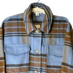 FOR THE REPUBLIC  Blue Grond Multi Brown‎ Plaid Shacket NWT Large Flannel 6940167 Photo 1
