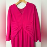 Theia twist knot front, hot pink, cape sleeve maxi gown, 10 Pink Photo 9