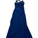 Hailey Logan Adrianna Papell Blue One shoulder Knit Evening Gown Womens Size 7/8 Photo 0