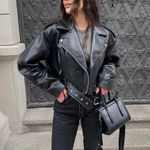 ZARA jacket biker faux leather cropped coat Photo 0