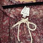 Ella Moss Red Floral Silk Rope Tie Blouse M Photo 2