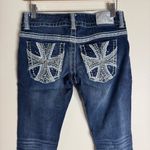 Maurice's Maurice’s premium ladies Dark Blue thick stitching Distressed Women Jeans Sz 28 Photo 10