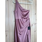 Lulus NWT  Signature Elegance Rose Satin One-Shoulder Maxi Dress Bridesmaid Sz M Photo 3