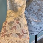 Kate Hill  Cream Lined Lace Top with Sheer 3/4 Sleeves Women's Small Photo 1