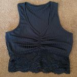 SheIn black contrast lace panel v neck tank top S Photo 0
