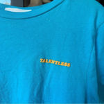 Talentless  baby tee short sleeve crop top bright aqua blue orange logo Photo 2