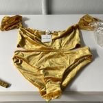 Better Be NWT  Gold Velvet Crop top Bikini large Photo 0