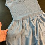 Japna  Jumpsuit Light Blue Smocked Bodice Flutter Sleeve Wide Leg Women's L READ Photo 8