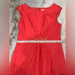 Sandra Darren  Vibrant Red Patterned Dress Photo 6