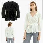 J.Crew New Point Sur Small Black Pleated Tie-Waist Top Photo 3