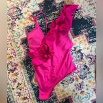 ZARA  Vibrant Pink One-Shoulder ruffle Swimsuit Photo 1