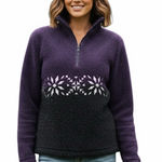 Croft & Barrow Vintage C&B Sport Purple and Black Snowflake Embroidered Fleece Size Small Photo 0