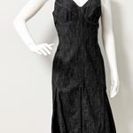 Randolph Duke The Look Black Denim Zip Pleated Corset Dress / Size 14 Western Gray Photo 0