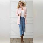 Venus Coat Jacket Tweed Fringe Pink 4 Spring Lightweight Chic Mid Thigh Pastel Photo 3