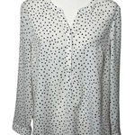 Talbots Polka Dot Long Sleeve Blouse Shirt White Black Flowy Career Casual Top Photo 0