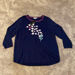 kim rogers  Navy Valentines Heart Sweater SIZE XL Photo 1